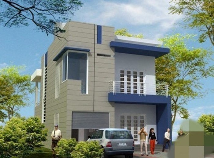 25 - Những mẫu thiết kế nhà phố 2 tầng đẹp nhất năm 2022 Nhà phố 2 tầng mái bằng