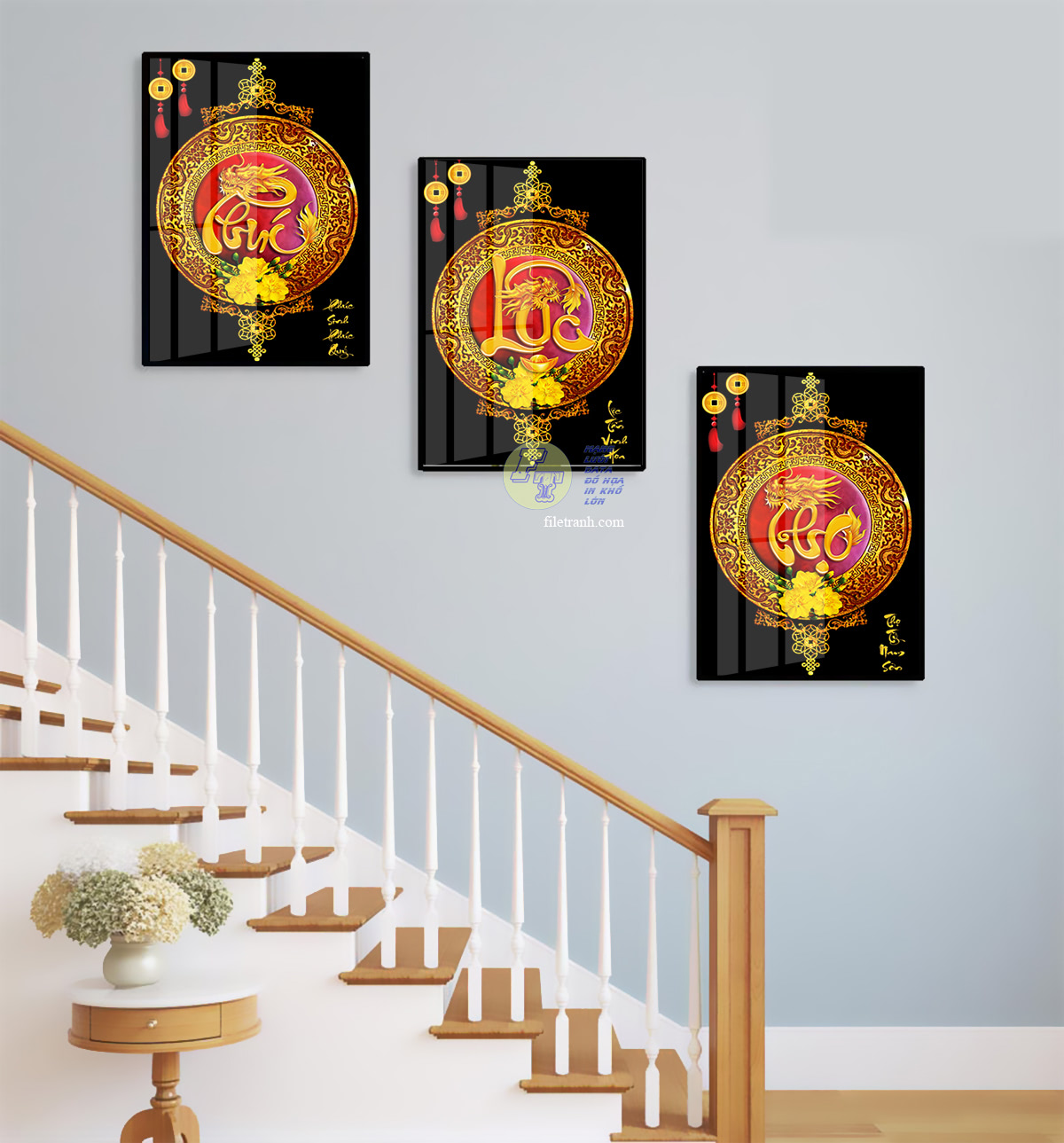 CT phuc loc 1 - Tranh Tráng Gương 3D Treo Cầu Thang Siêu Đẹp – OhaDecor Tranh tráng gương 3D treo cầu thang