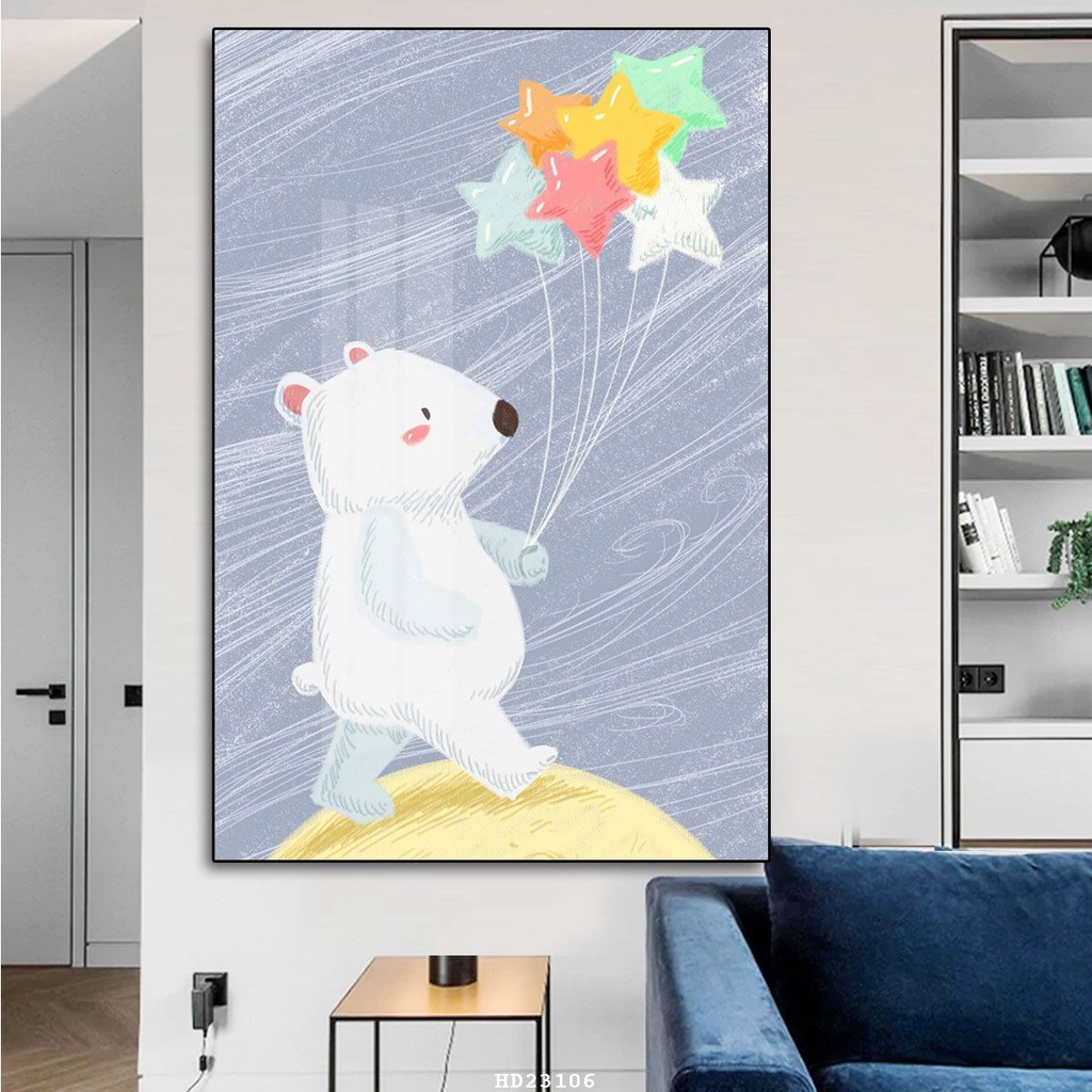 Tranh DON canvas cho be yeu khung go tran vien cao cap tang kem dinh 3 chan - MUA TRANH CANVAS TRÀN VIỀN Ở SƠN LA tranh canvas tràn viền ở Sơn La thú cưng