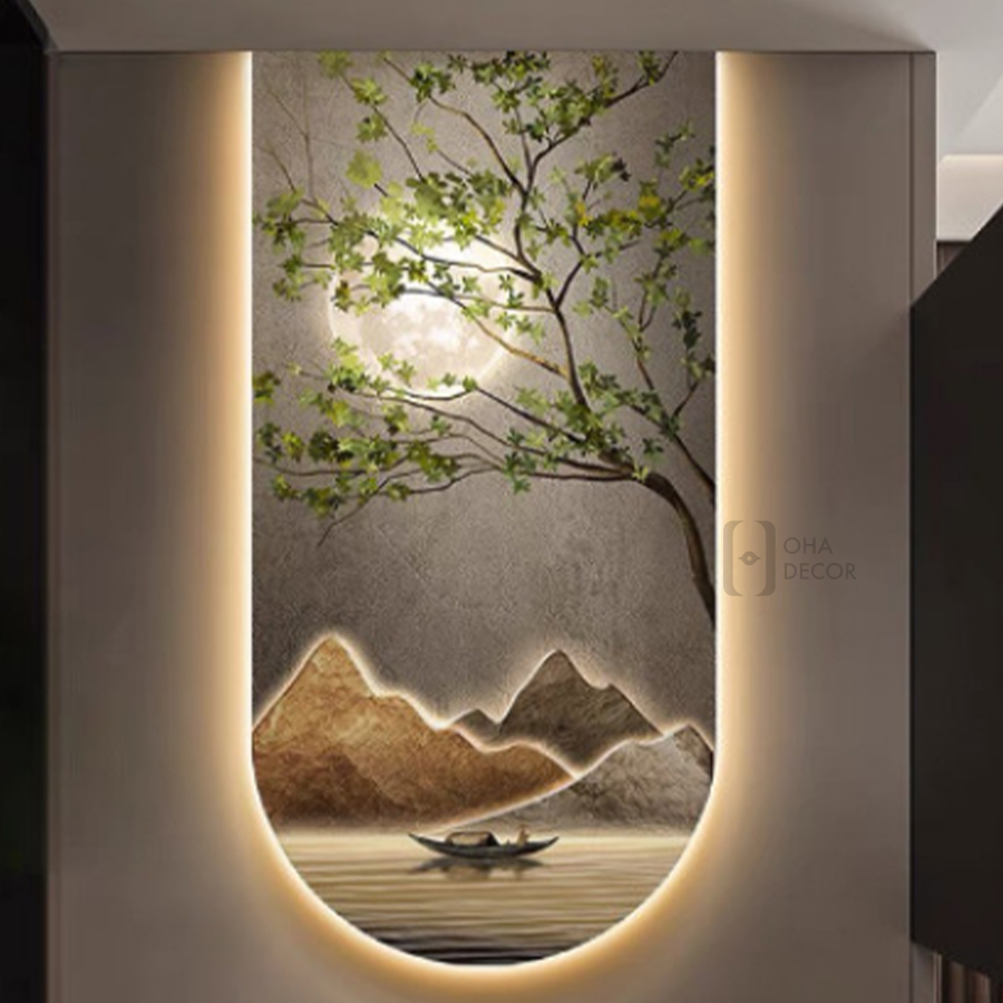 Tranh Treo Tuong Trang Guong Cao Cap 3D LED Phong Canh Trang Tri Nha Hien Dai Doc Dao OHA Decor - Tranh tráng gương 3D led Hải Dương – Giải pháp trang trí nội thất độc đáo tranh tráng gương 3D LED thiên nhiên