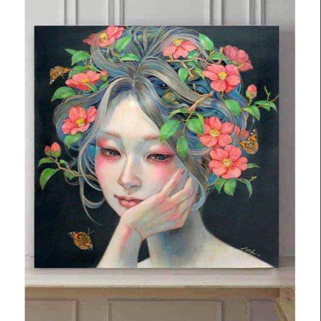 Tranh in canvas co gai nghe thuat 50x50 tran vien - MUA TRANH CANVAS TRÀN VIỀN Ở SƠN LA tranh canvas tràn viền ở Sơn La