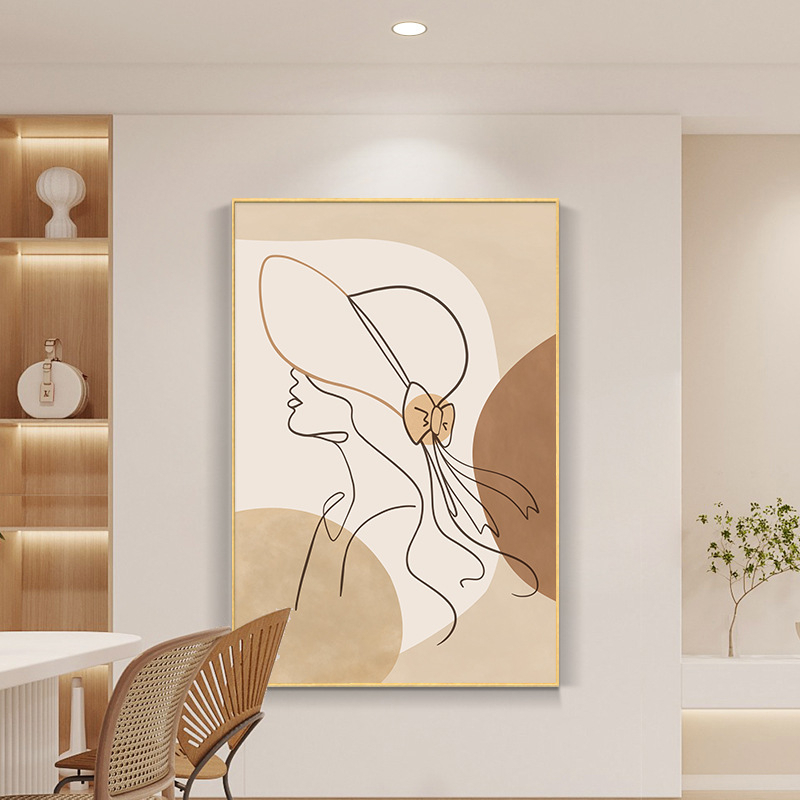 Tranh toi gian co gai bac au truu tuong nhieu mau vintage chat lieu vai canvas da co khung vien tang dinh treo 1 - TRANH CANVAS CÓ VIỀN Ở ĐỒNG NAI Ở PHÒNG KHÁCH tranh canvas có viền ở Đồng Nai