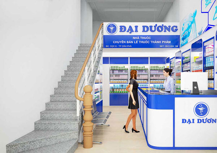 thi cong quay thuoc tay tien che o hoi an 3 - Thi Công Quầy Thuốc Tây Tiền Chế Ở Hội An – OhaDecor Thi Công Quầy Thuốc Tây Tiền Chế Ở Hội An