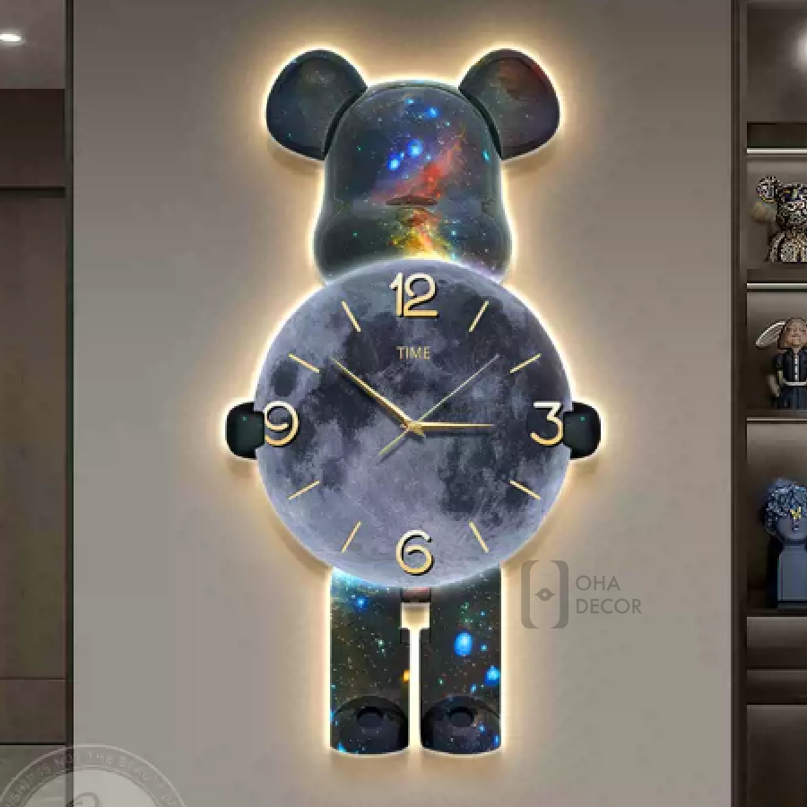 Tranh LED 3D đính đá Nha Trang gấu Bearbrick