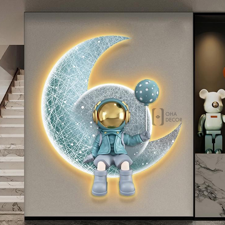 tranh tráng gương đính đá phi hành gia