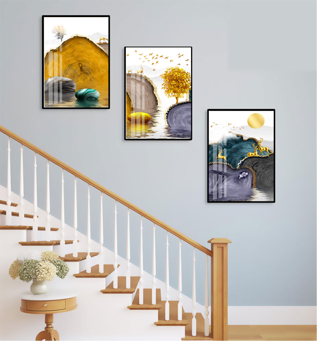 FT61036 - Tranh Tráng Gương Treo Cầu Thang Quảng Ninh FT61036 - Tranh Tráng Gương Treo Cầu Thang Quảng Ninh