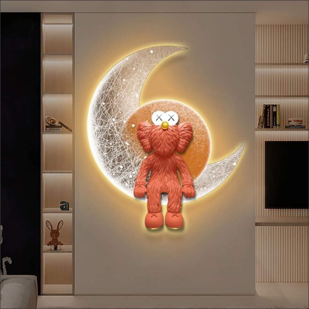 tranh den led 3d treo quan cafe03 1 1024x1024 - Tranh Đèn Led Treo Quán Cafe Long An Tranh đèn Led gấu Kaws – Năng động, vui tươi