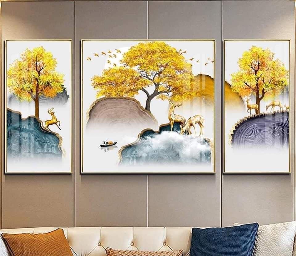 tranh tráng gương đính đá phong cảnh Hưng Yên