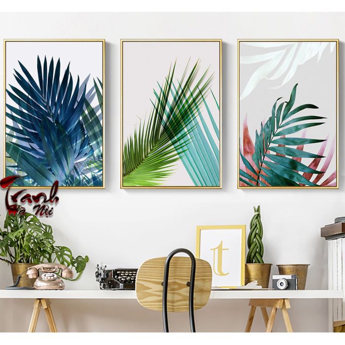 tranh canvas lá cây nhiều màu cho mùa hè 