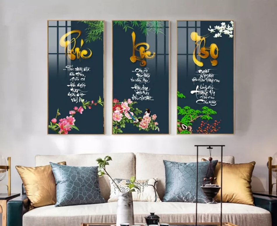 tranh phúc lộc thọ tráng gương ở TPHCM tranh phúc lộc thọ khắc chữ trên hình tráng gương