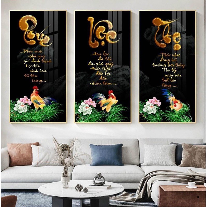 Tranh tráng gương phúc lộc thọ ở Sài Gòn Tranh tráng gương phúc lộc thọ khắc chữ trên nền hình