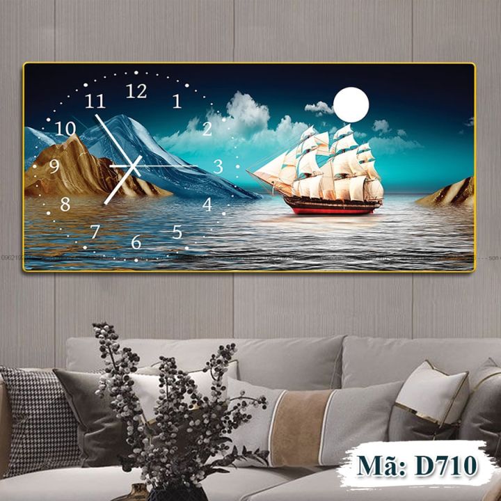 Tranh tráng gương thuận buồm xuôi gió đồng hồ