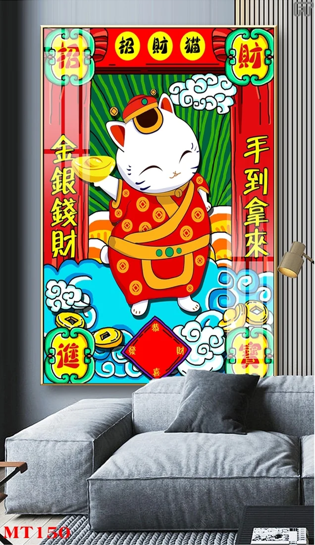 MT150 2 - Tranh treo tường Mèo May Mắn Trang Trí Phòng, Quán Ăn, Quán Cà Phê