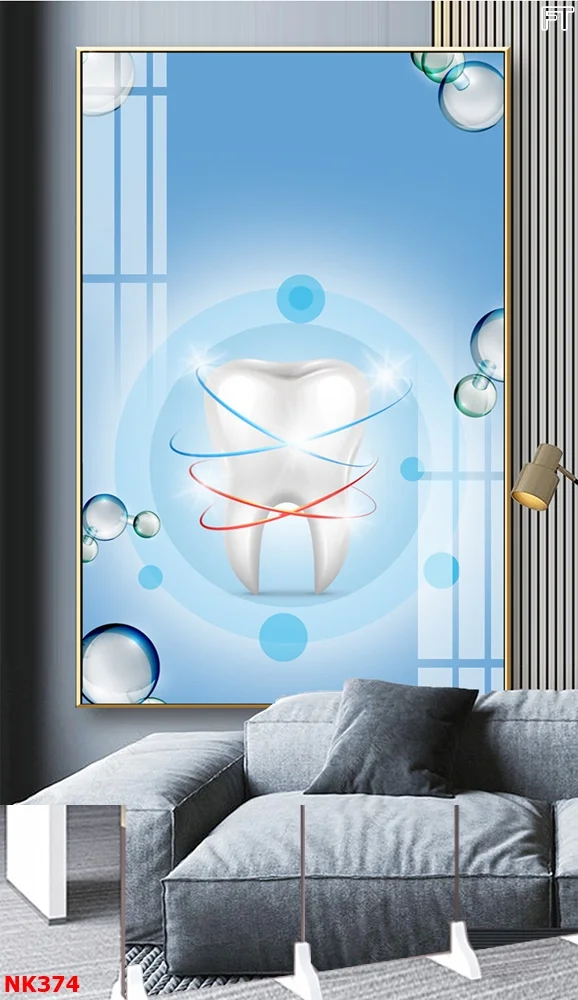 NK374 4 - Tranh treo tường tráng gương Trang trí Nha khoa phòng răng