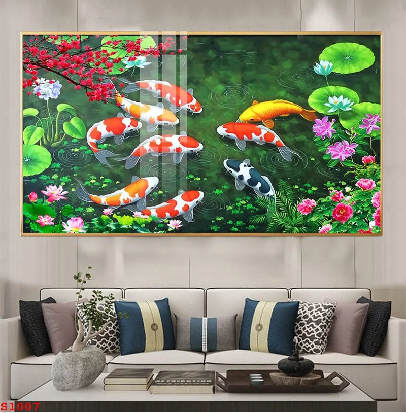 S1007-5.jpg S1007 5 - Tranh tráng gương hoa sen cửu ngư