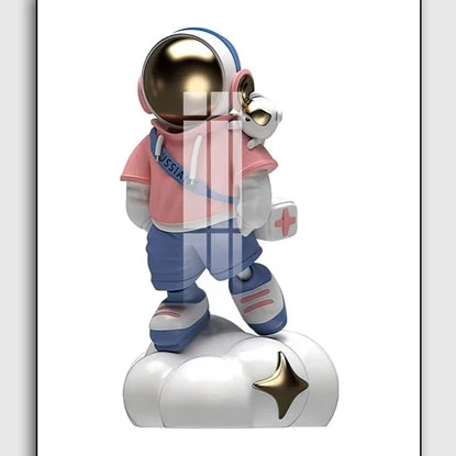 SKU 0202 10 1 - Tranh 3D Led Cắt Phi Hành Gia Khung Dọc