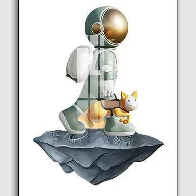 SKU 0707 1 - Tranh 3D Led Cắt Phi Hành Gia Khung Dọc