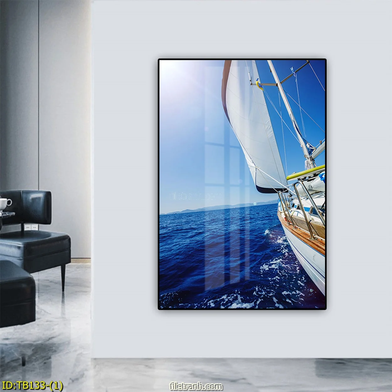 TB133 1 2 - Tranh tráng gương Phong thủy Thuận buồm xuôi gió cầu Tài lộc Bình an