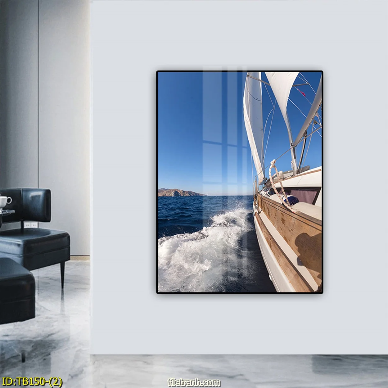 TB150 2 2 - Tranh tráng gương Phong thủy Thuận buồm xuôi gió cầu Tài lộc Bình an