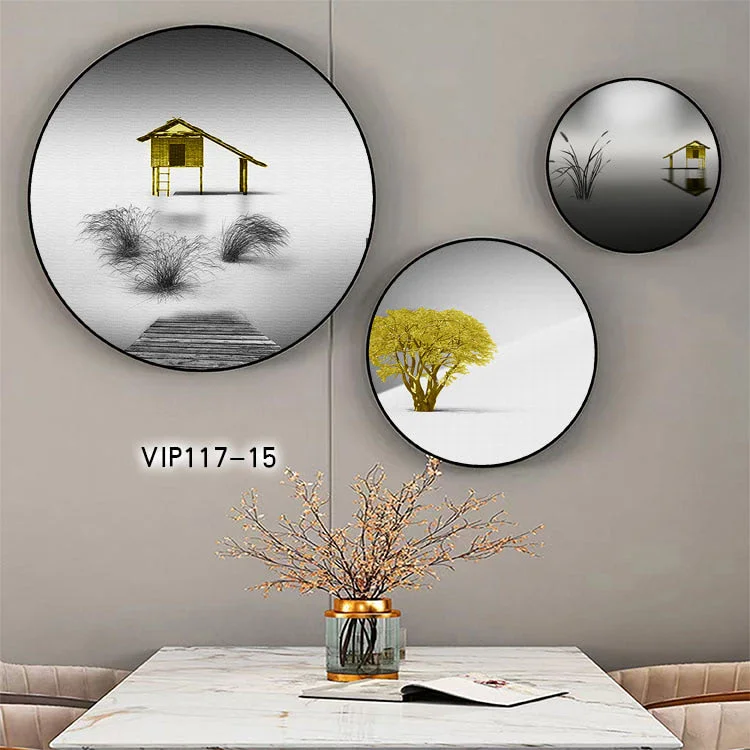 VIP117-15-2.jpg VIP117 15 2 - Bộ 3 tranh tròn treo tường tráng gương Trang trí phòng khách