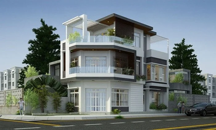 mau nha dep 2 mat tien hien dai 1 1 - Bộ sưu tập những mẫu nhà đẹp 2 mặt tiền hiện đại, sang trọng
