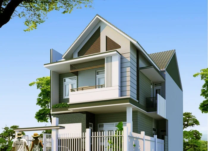 thiet ke nha pho co mat tien rong 8m 1 - Những mẫu nhà phố mặt tiền rộng 8m đẹp, sang trọng