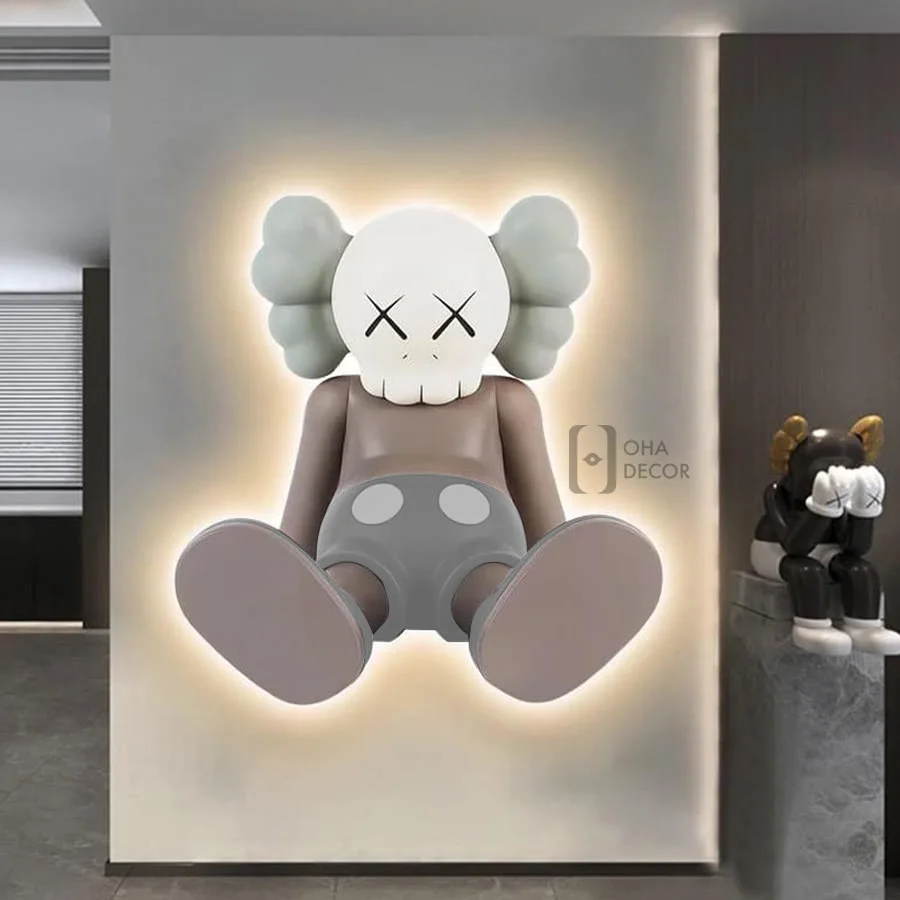 tranh 3d led gau kaws ohadecor 1 4 - Tranh 3D Led Gấu Kaws