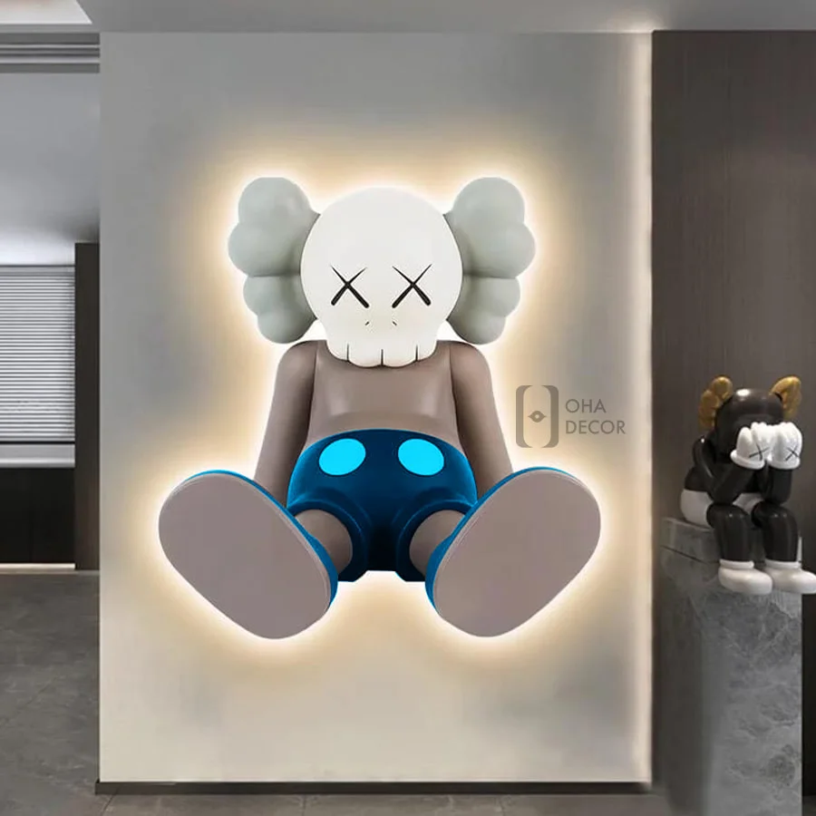 tranh 3d led gau kaws ohadecor 3 4 - Tranh 3D Led Gấu Kaws