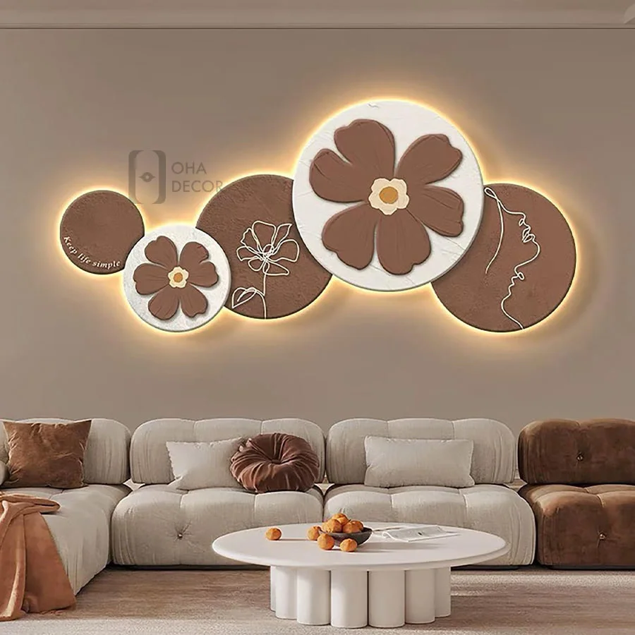 tranh 3d led hoa tron ohadecor 2 4 - Tranh Tráng Gương 3D Led Hoa Tròn