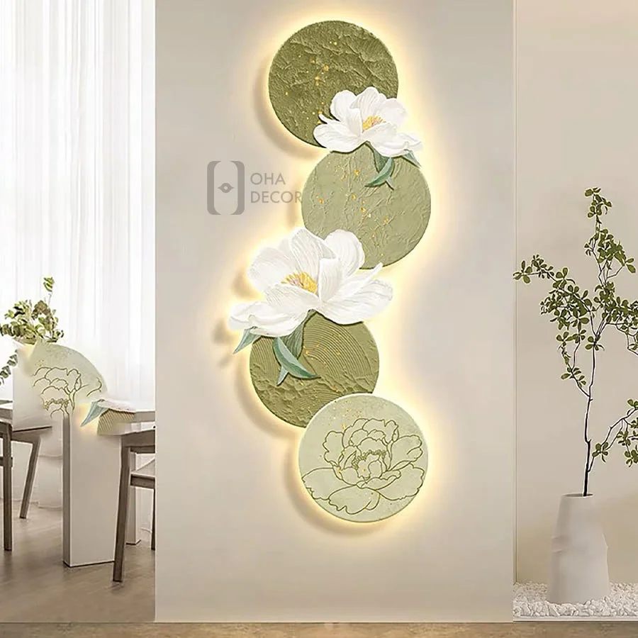 tranh 3d led hoa tron ohadecor 3 4 - Tranh Tráng Gương 3D Led Hoa Tròn