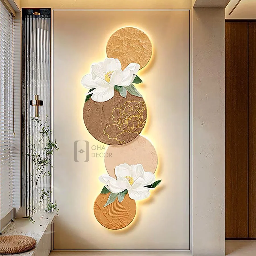 tranh 3d led hoa tron ohadecor 7 - Tranh Tráng Gương 3D Led Hoa Tròn