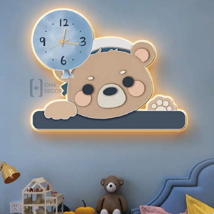 tranh dong ho 3d led cat dong vat ohadecor 2 4 - Tranh Đồng Hồ 3d Led Cắt Động Vật