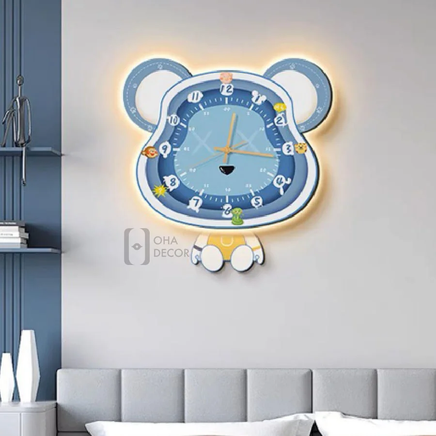 tranh dong ho 3d led cat dong vat ohadecor 4 4 - Tranh Đồng Hồ 3d Led Cắt Động Vật