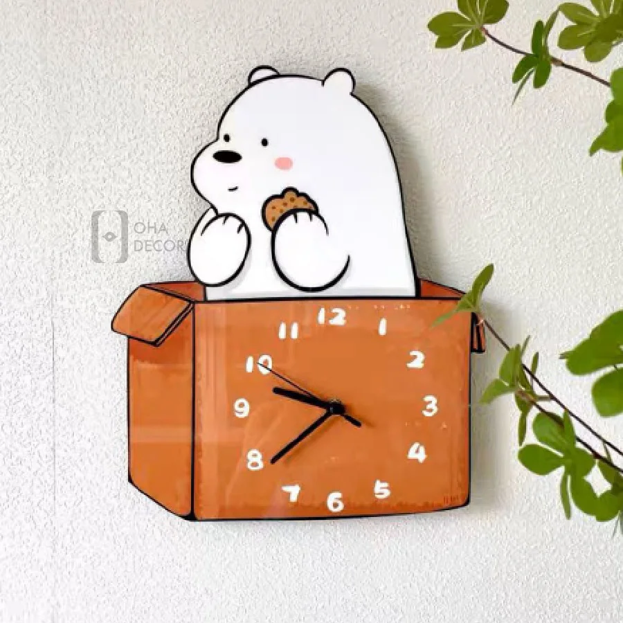 tranh dong ho 3d led cat dong vat ohadecor 8 - Tranh Đồng Hồ 3d Led Cắt Động Vật