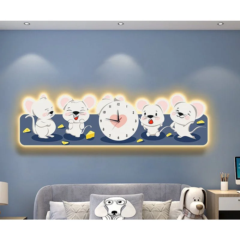 tranh led 3d dong ho dong vat hoat hinh ohadecor 3 5 - Tranh Led 3D Đồng Hồ Động Vật Hoạt Hình