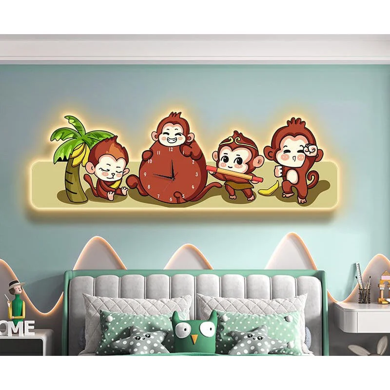 tranh led 3d dong ho dong vat hoat hinh ohadecor 5 5 - Tranh Led 3D Đồng Hồ Động Vật Hoạt Hình