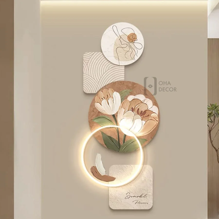 tranh trang guong 3d led hoa tulip bo 5 chieu doc 2 1 - Tranh Tráng Gương 3D LED Hoa Tulip Bộ 5 Chiều Dọc