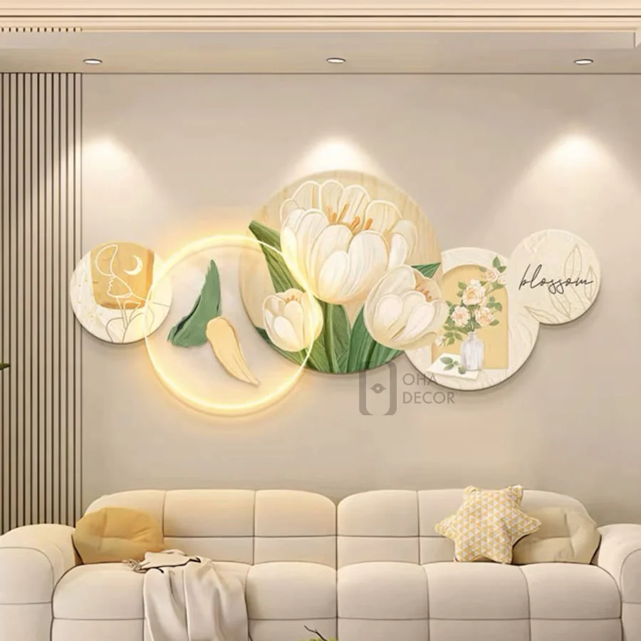 Tranh tráng gương đèn led hoa tulip tại Đà Nẵng Tranh tráng gương đèn led hoa tulip tại Đà Nẵng