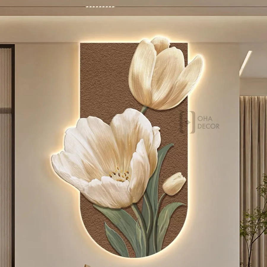 tranh trang guong 3d led hoa tulip ohadecor 2 1 - Tranh Tráng Gương 3D LED Hoa Tulip