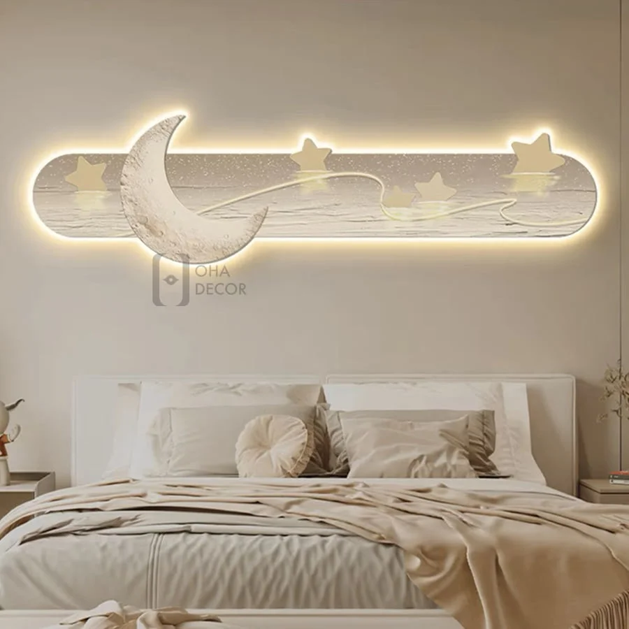 tranh trang guong led 3d mat trang va ngoi sao 3 1 - Tranh Tráng Gương LED 3D Mặt Trăng Và Ngôi Sao