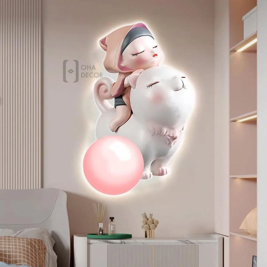 主图 04 5 - Tranh Tráng Gương 3D Led Cô Bé
