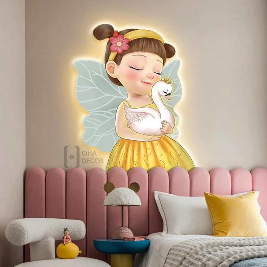 主图 05 1 4 - Tranh Tráng Gương 3D Led Cô Bé