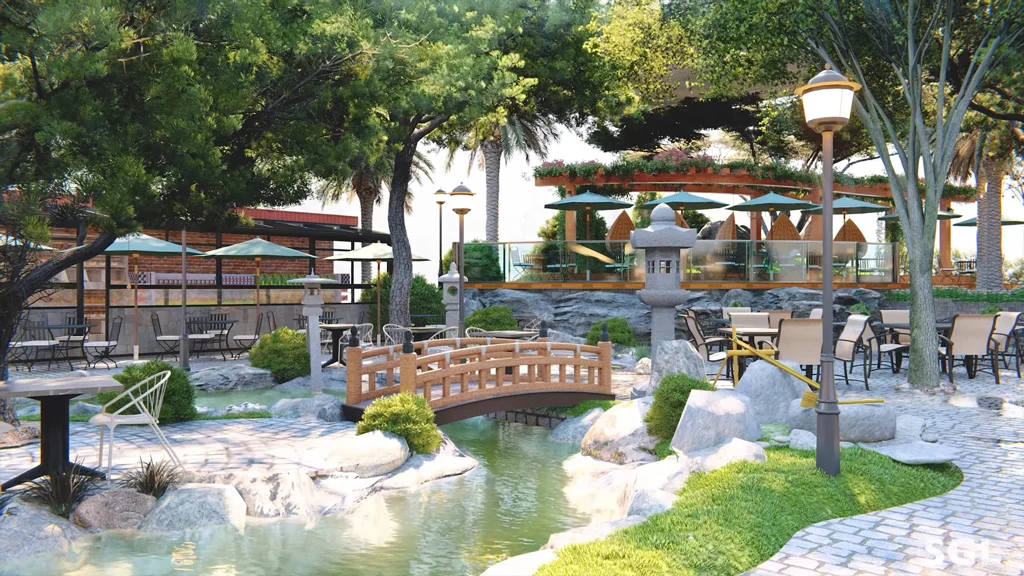 thi công thiết kế quán cafe sân vườn 50m2 chỉ 120 triệu ở Hà Nội ohadecor