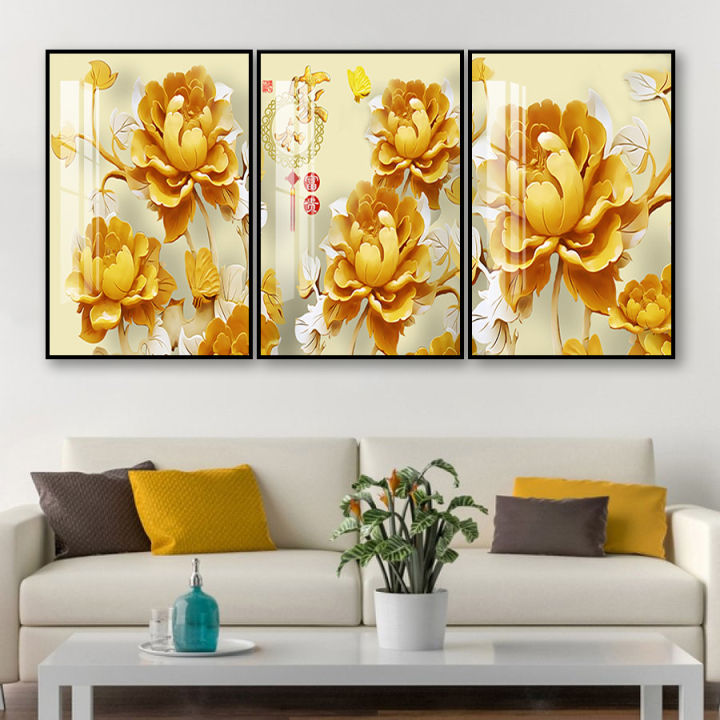 tranh tráng gương hoa mẫu đơn