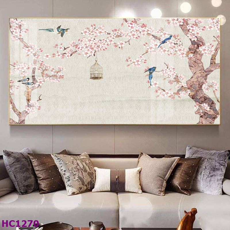 Tranh Tráng Gương Ở Nha Trang Mẫu Chim hót ca vui tươi Quà Tặng Năm Mới 6 Tranh Tráng Gương Ở Nha Trang Mẫu Chim hót ca vui tươi kết hợp hoa đào