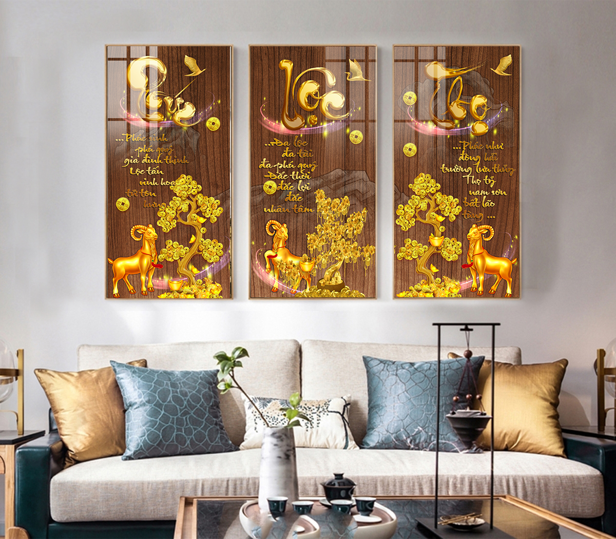 Tranh Tráng Gương Phúc Lộc Thọ Ở Đà Nẵng Qùa Tặng Năm Mới 6 PLT53