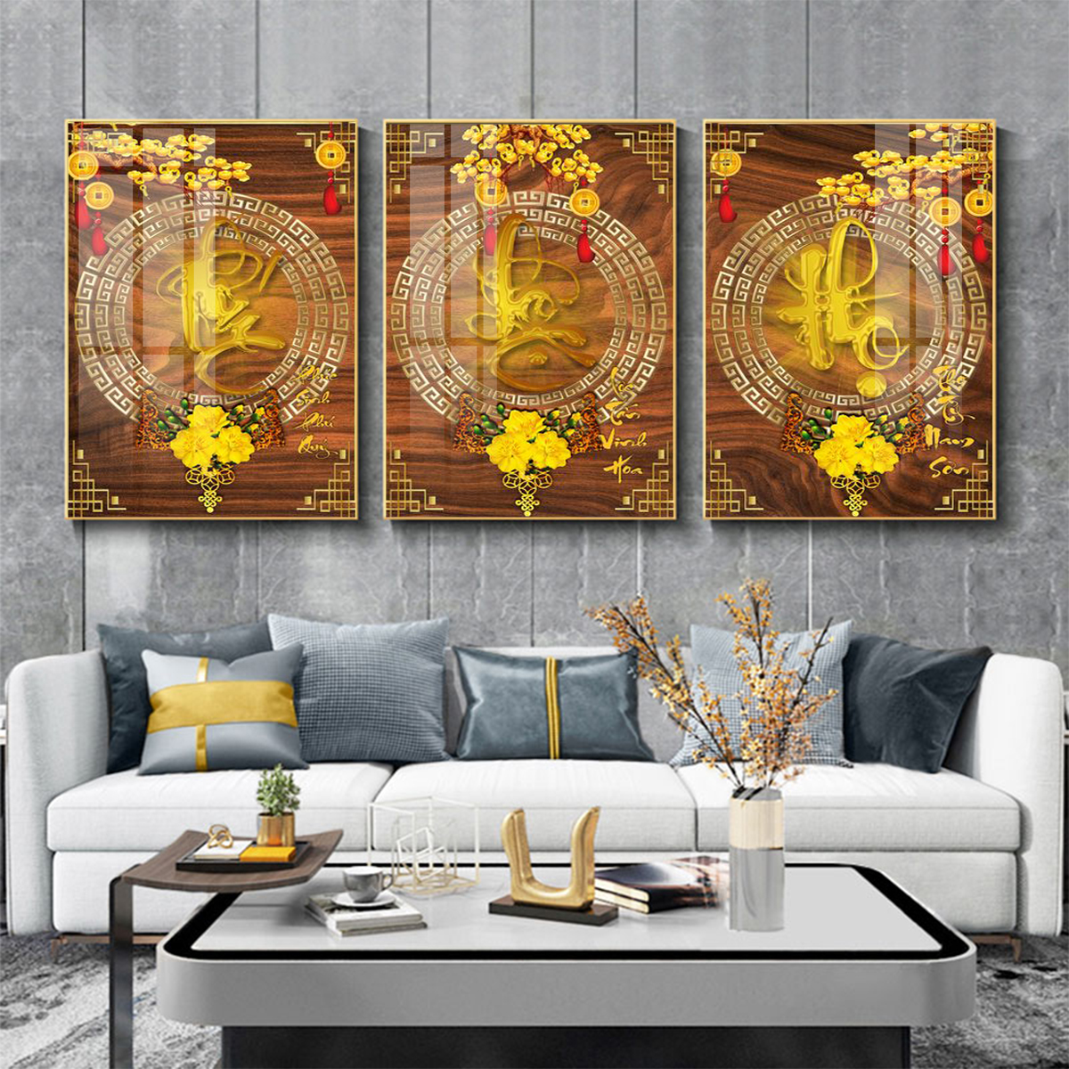 Tranh Tráng Gương Phúc Lộc Thọ Ở Đà Nẵng Qùa Tặng Năm Mới 7 PLT54