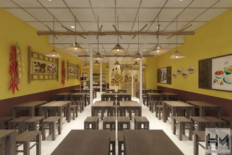 quán bún đậu mắm tôm ở Bạc Liêu Mẫu Quán Bún Đậu Mắm Tôm Ở Bạc Liêu 300m2 tone vàng mát mẻ