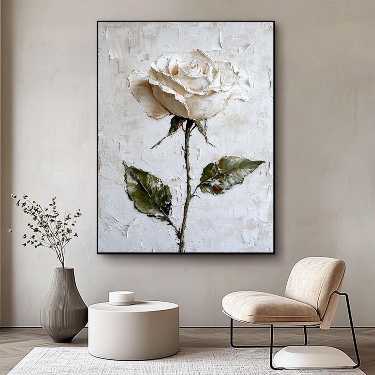 Mẫu tranh canvas tràn viền hoa lá tại Đà Nẵng HOT nhất 2024 4 Tranh canvas hoa hồng trắng tại quận Hải Châu