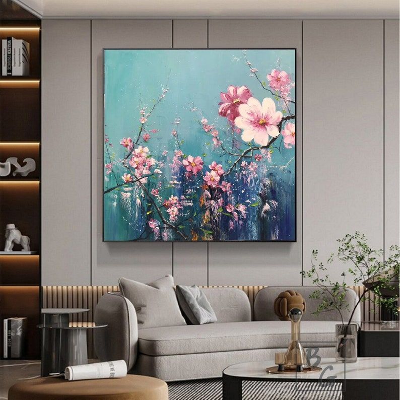 Mẫu tranh canvas tràn viền hoa lá tại Đà Nẵng HOT nhất 2024 6 Tranh canvas hoa anh đào tại quận Thanh Khê